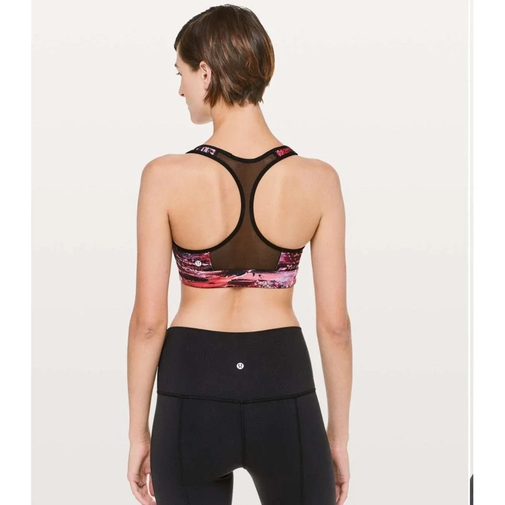 Lululemon Women Small Speed Up Dahliascape Sport Bra Floral Racerback Athleisure